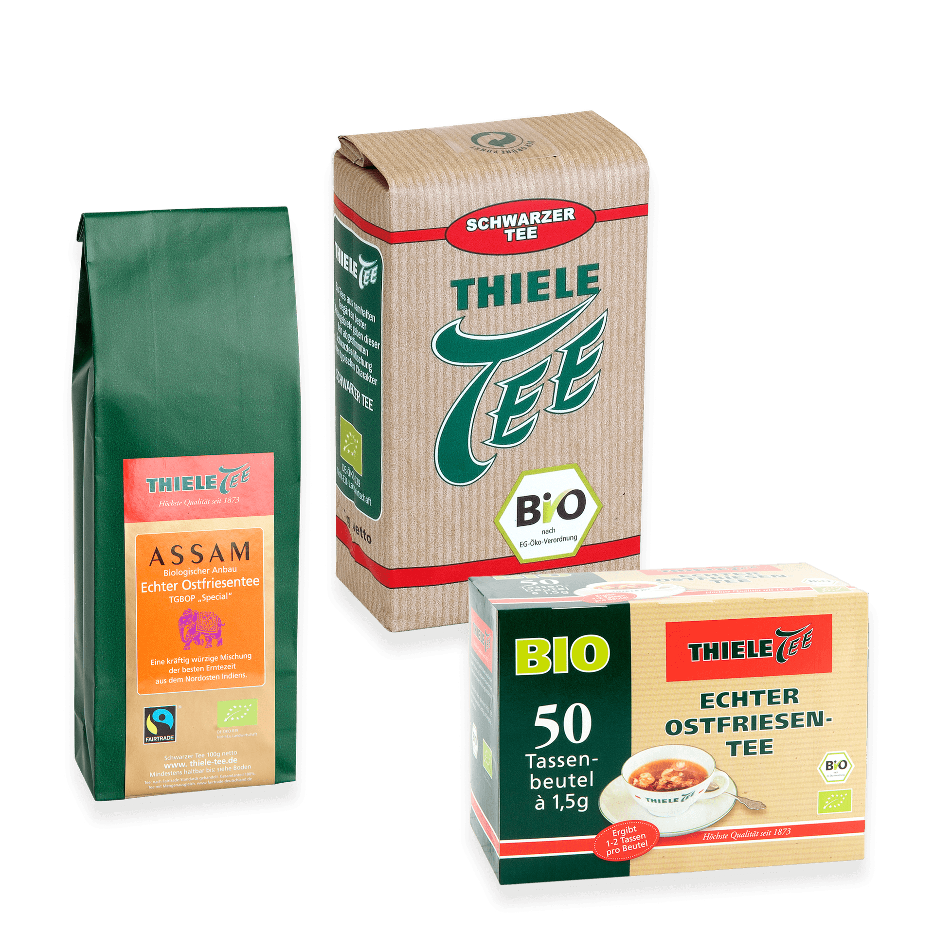FAIRTRADE 100g & BIO Thiele Tee 125g & BIO Tassenbeutel 50 x 1,5g