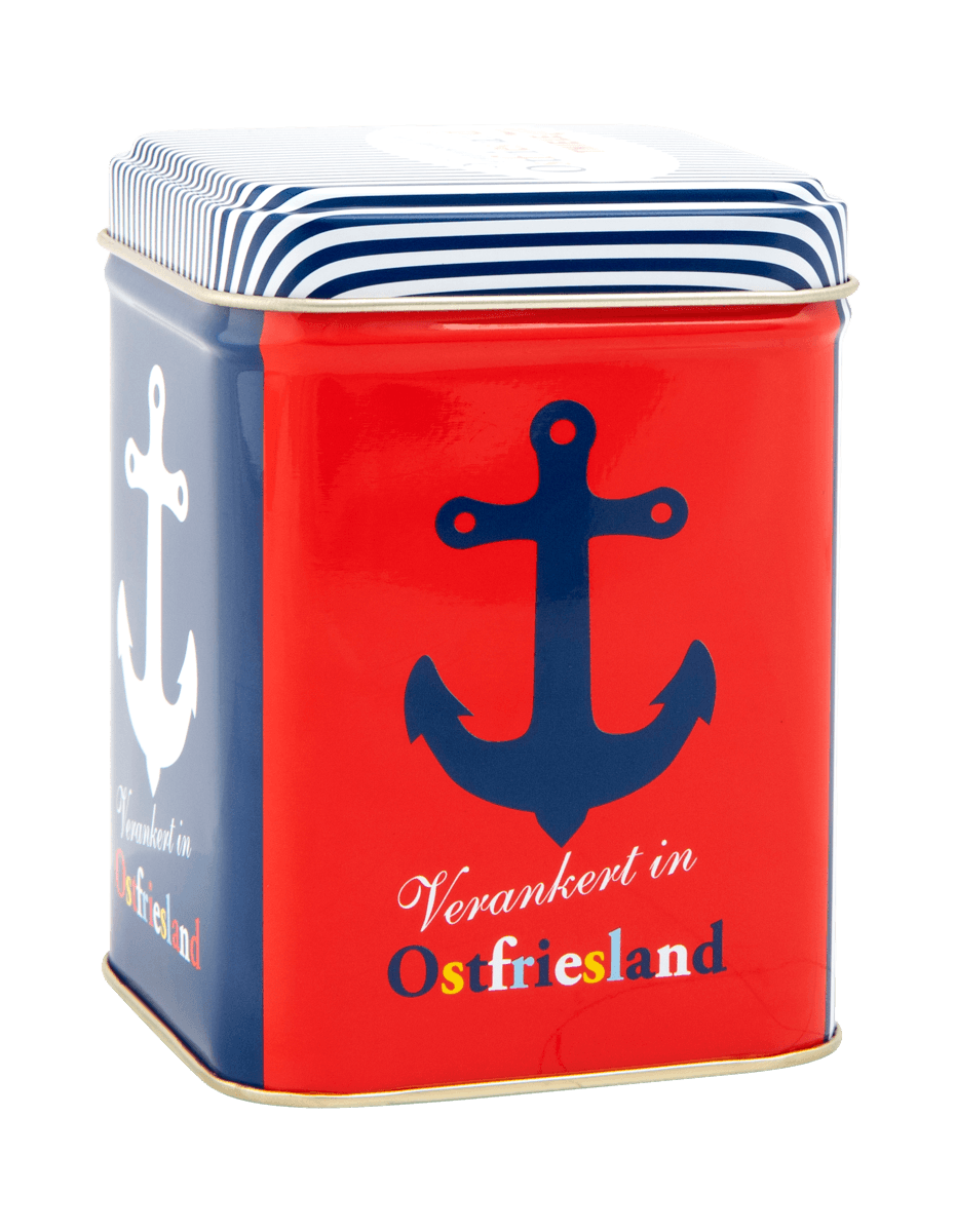 Teedose Verankert in Ostfriesland 100g gefüllt